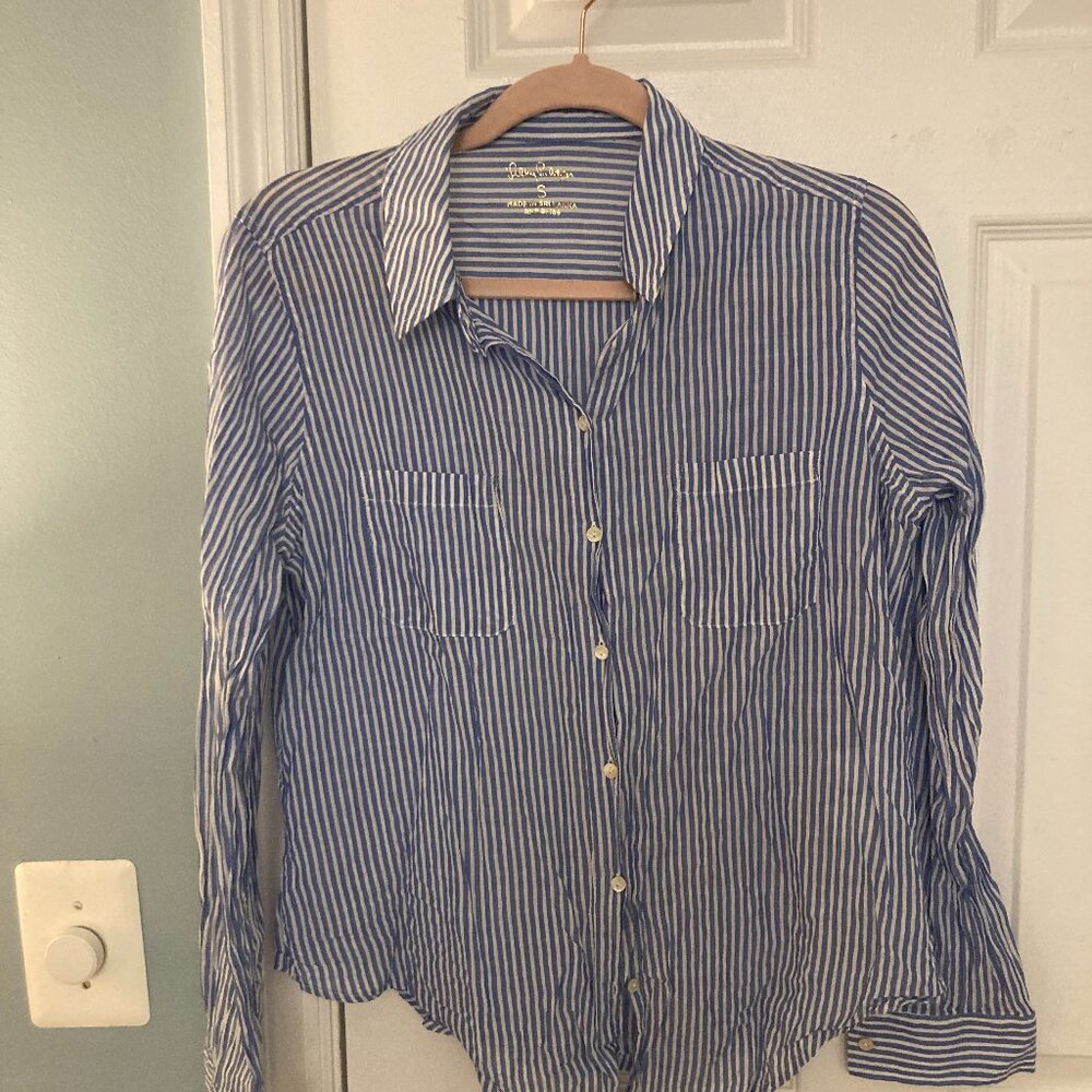 Lilly Pulitzer Striped Cotton Button Up Summer Shirt